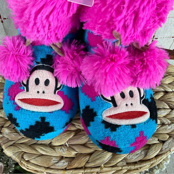Paul Frank Julius Monkey Girls Pom Pom Slippers Hard Bottom Ankle Slippers 13-1 - Picture 6 of 7
